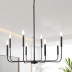 Farmhouse Black Chandelier — 8-Light