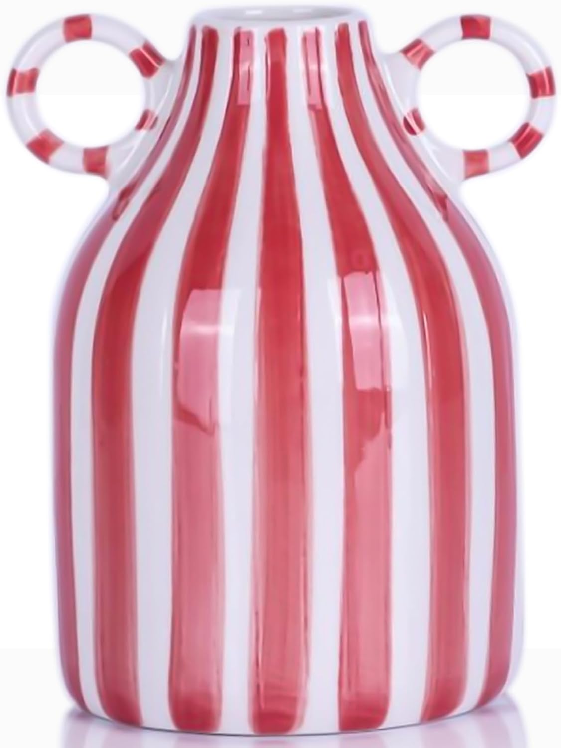Boho Black Flower Vase — Red and White