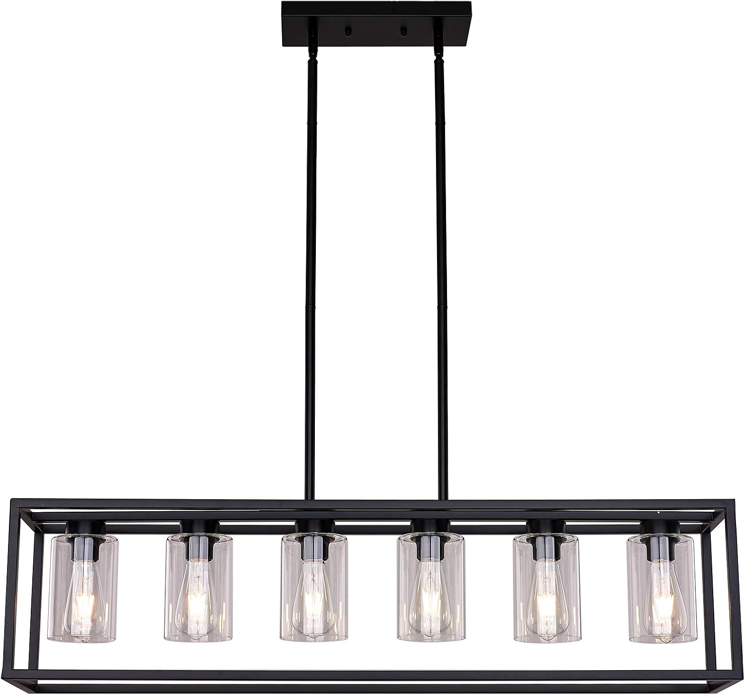 Vintage Farmhouse Black Chandelier — 4-Light — Black
