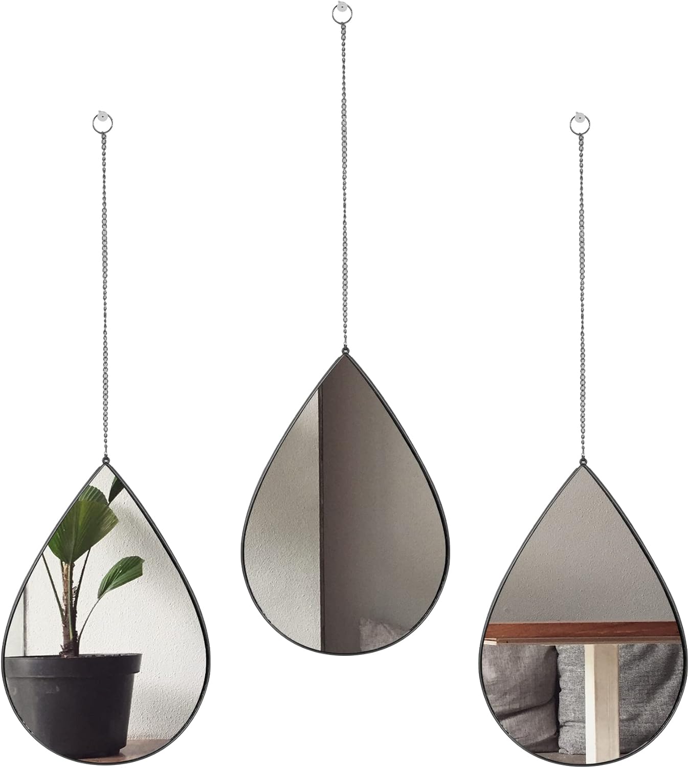 Luxe Black Wall Mirror — Set of 3 — Black