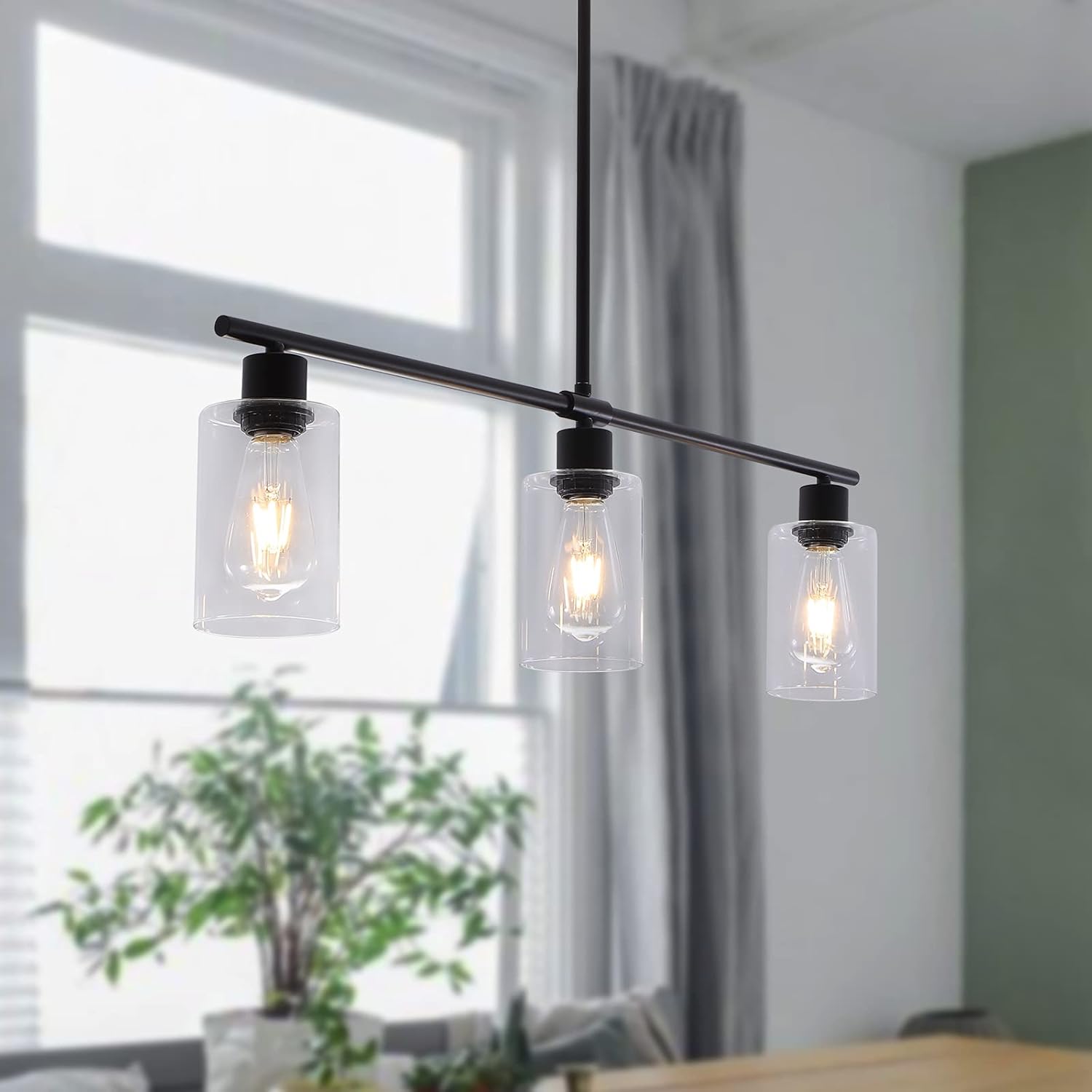 Farmhouse Black Chandelier — 3-Light - View 9