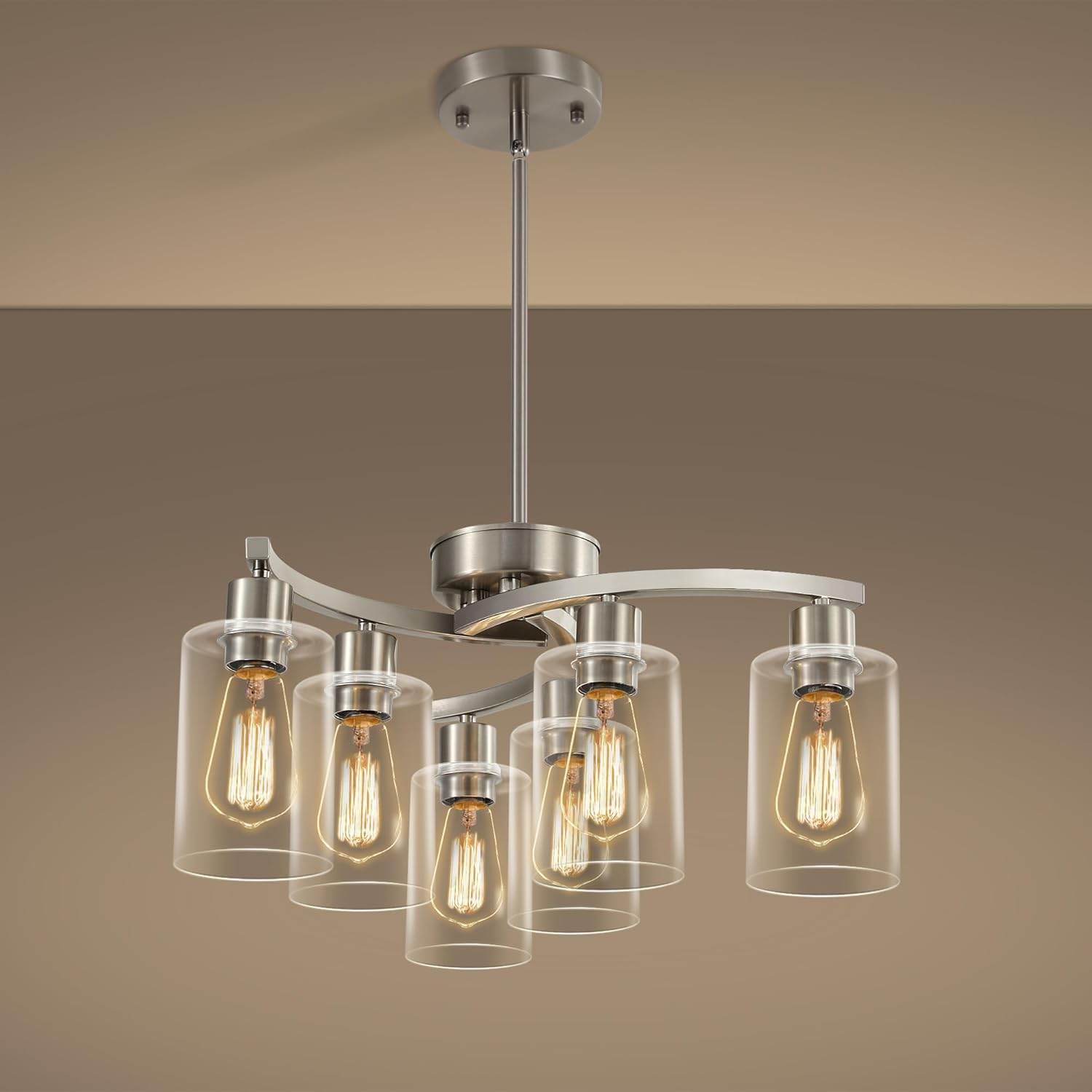 Adjustable Farmhouse Black Chandelier — 6-Light — 6-Light