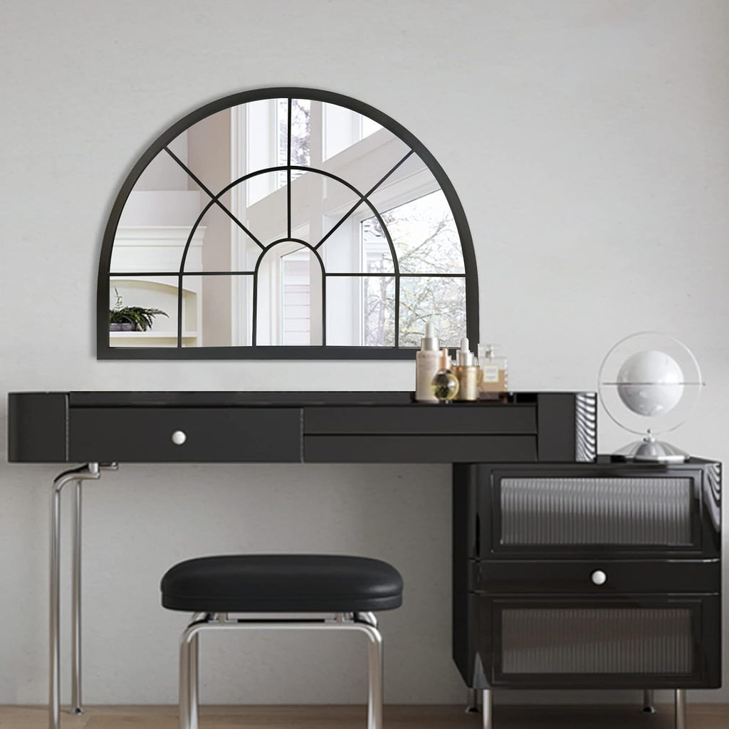 Farmhouse Black Round Mirror — 28" - View 2