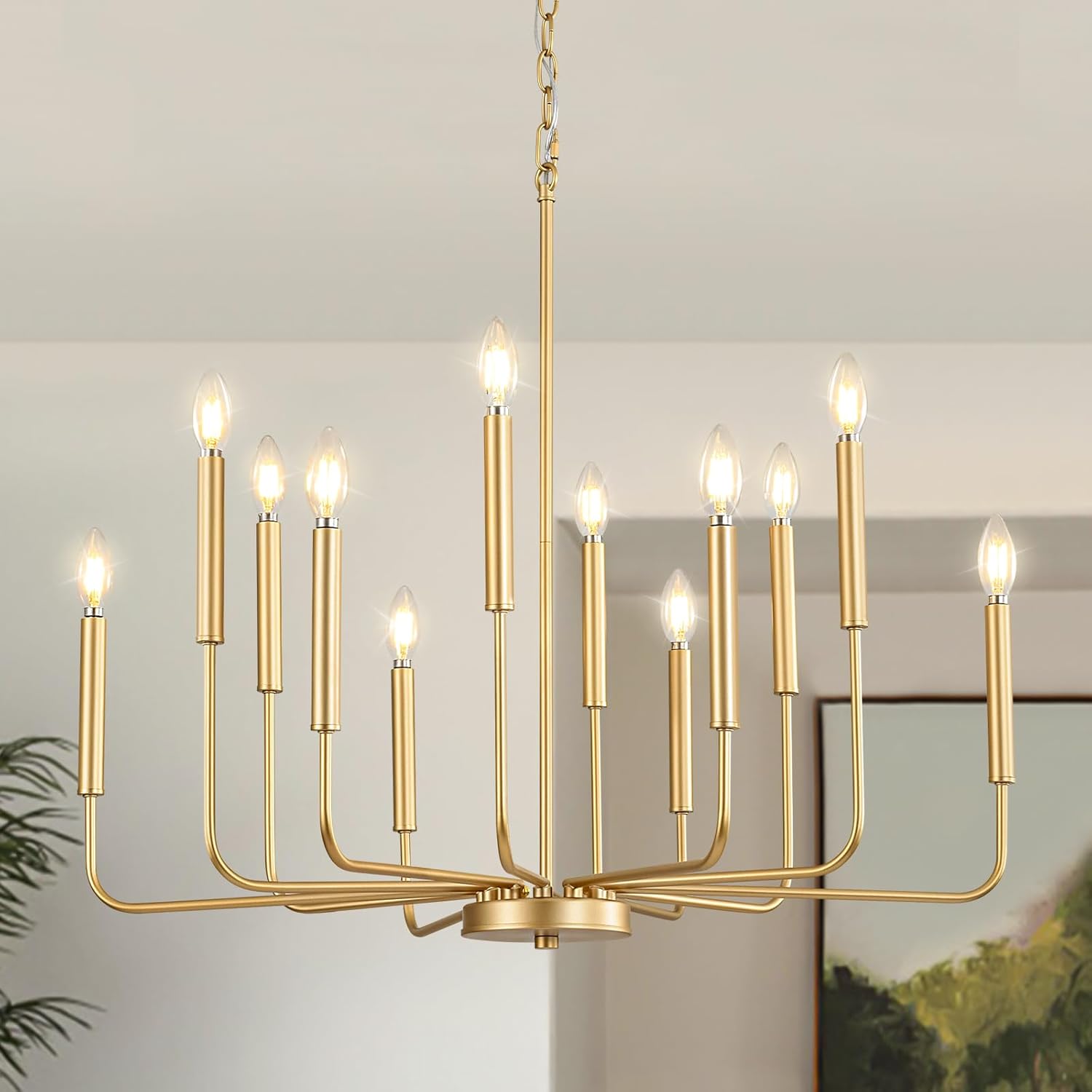 Farmhouse Black Chandelier — 6-Light — Gold