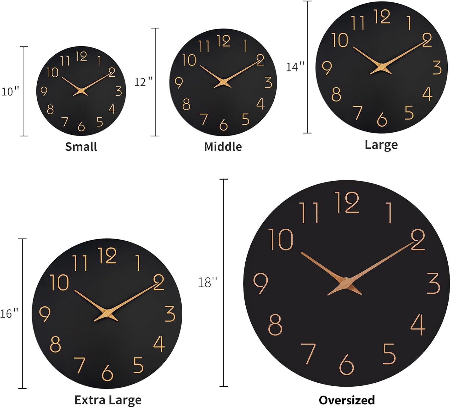 Battery Operated Luxe Black Wall Clock — 18" - View 4