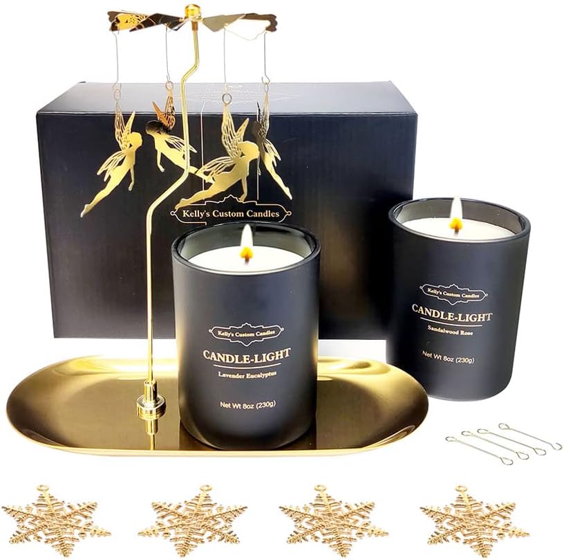 Custom Wood Candle Set — 2x16 — Angel+Snowflake