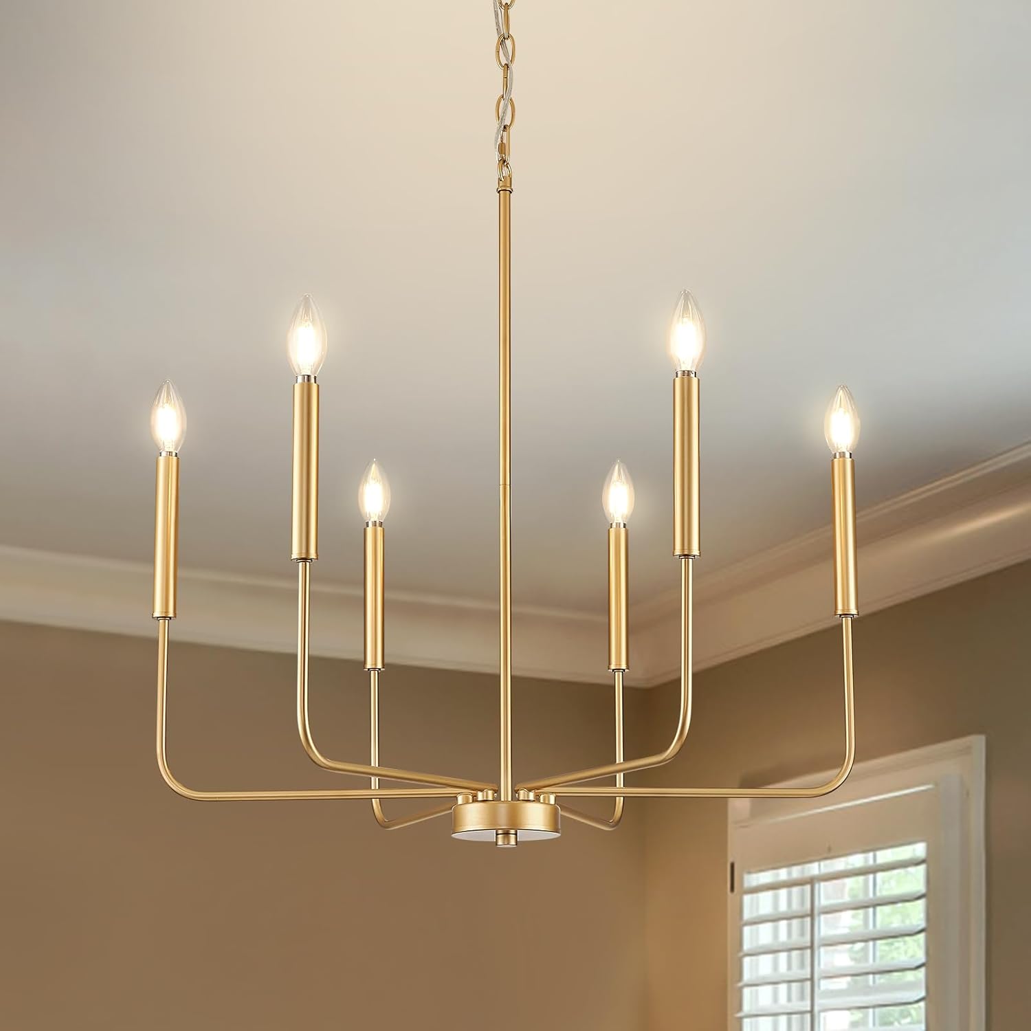 Farmhouse Black Chandelier — 6-Light — Gold