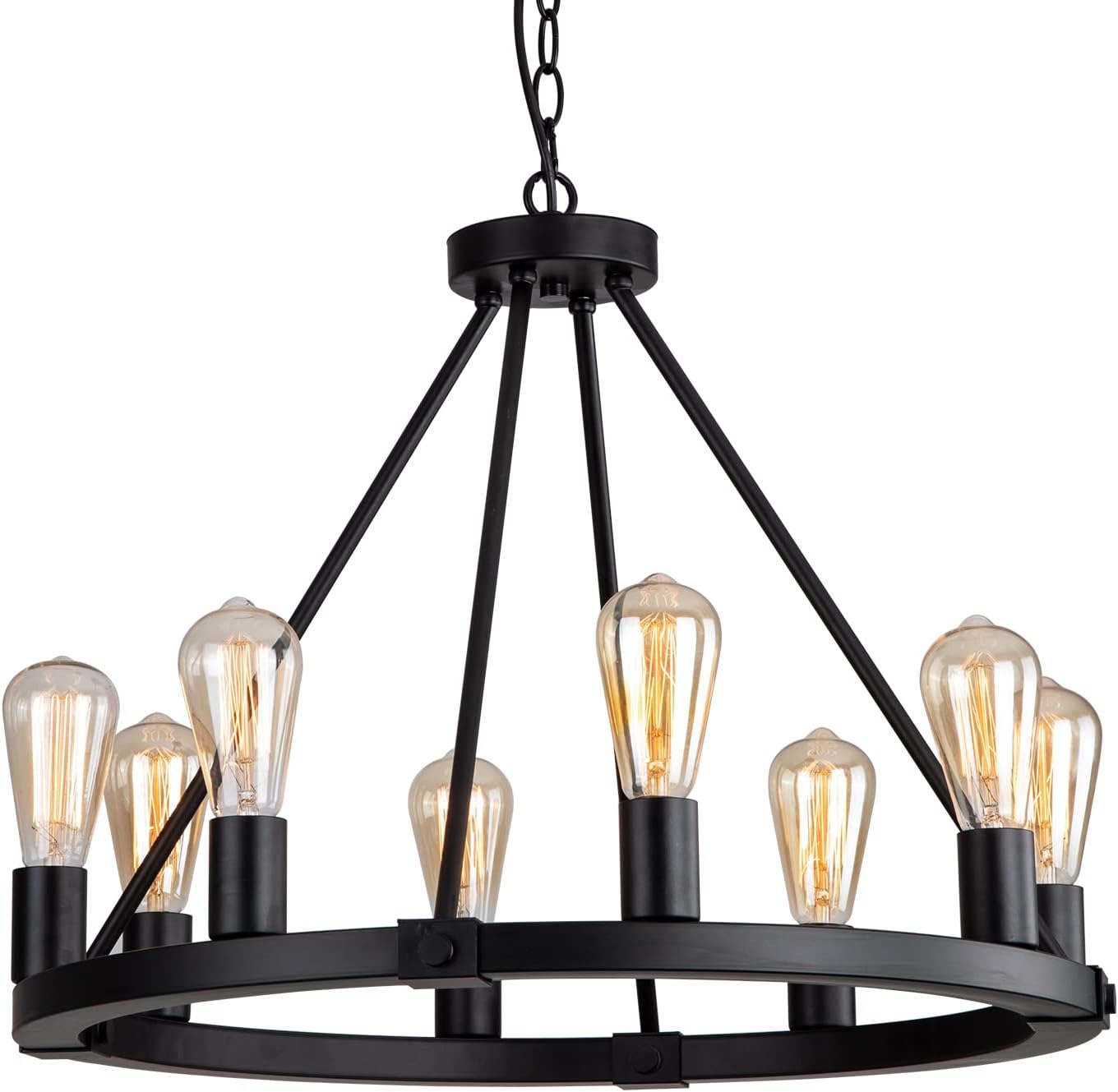 Farmhouse Black Chandelier — 6-Light — Matte Black