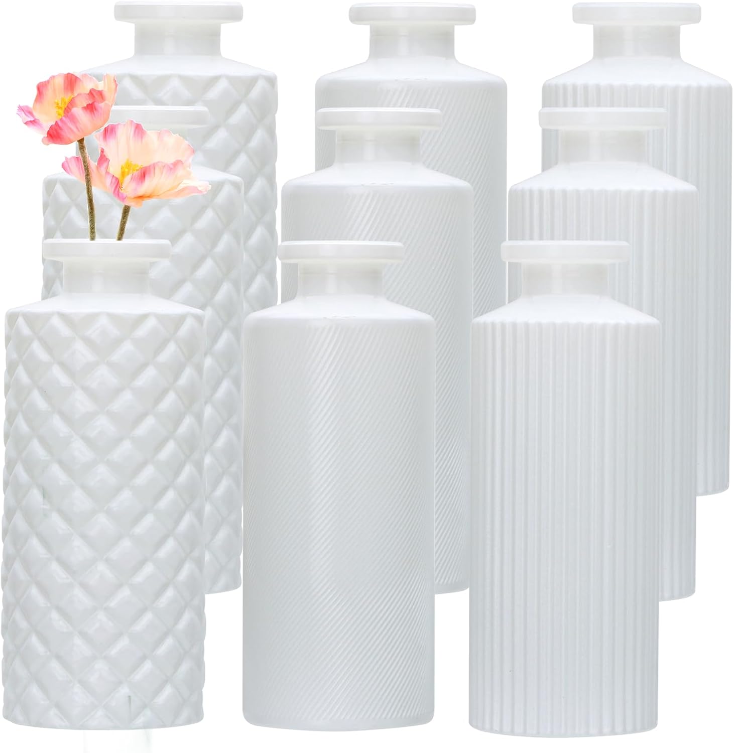 Farmhouse Black Flower Vase — Set of 32 — White