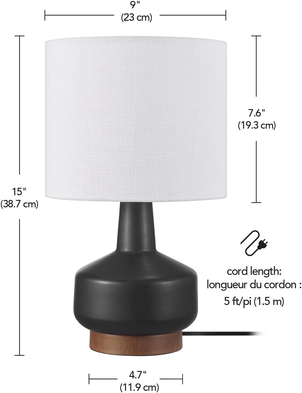 Linen Modern Beige Table Lamp — 15" - View 9