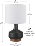Linen Modern Beige Table Lamp — 15" - View 9