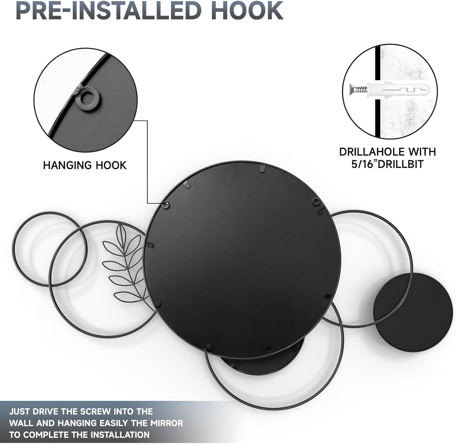 Round Metal Wall Mirror — 45" - View 5