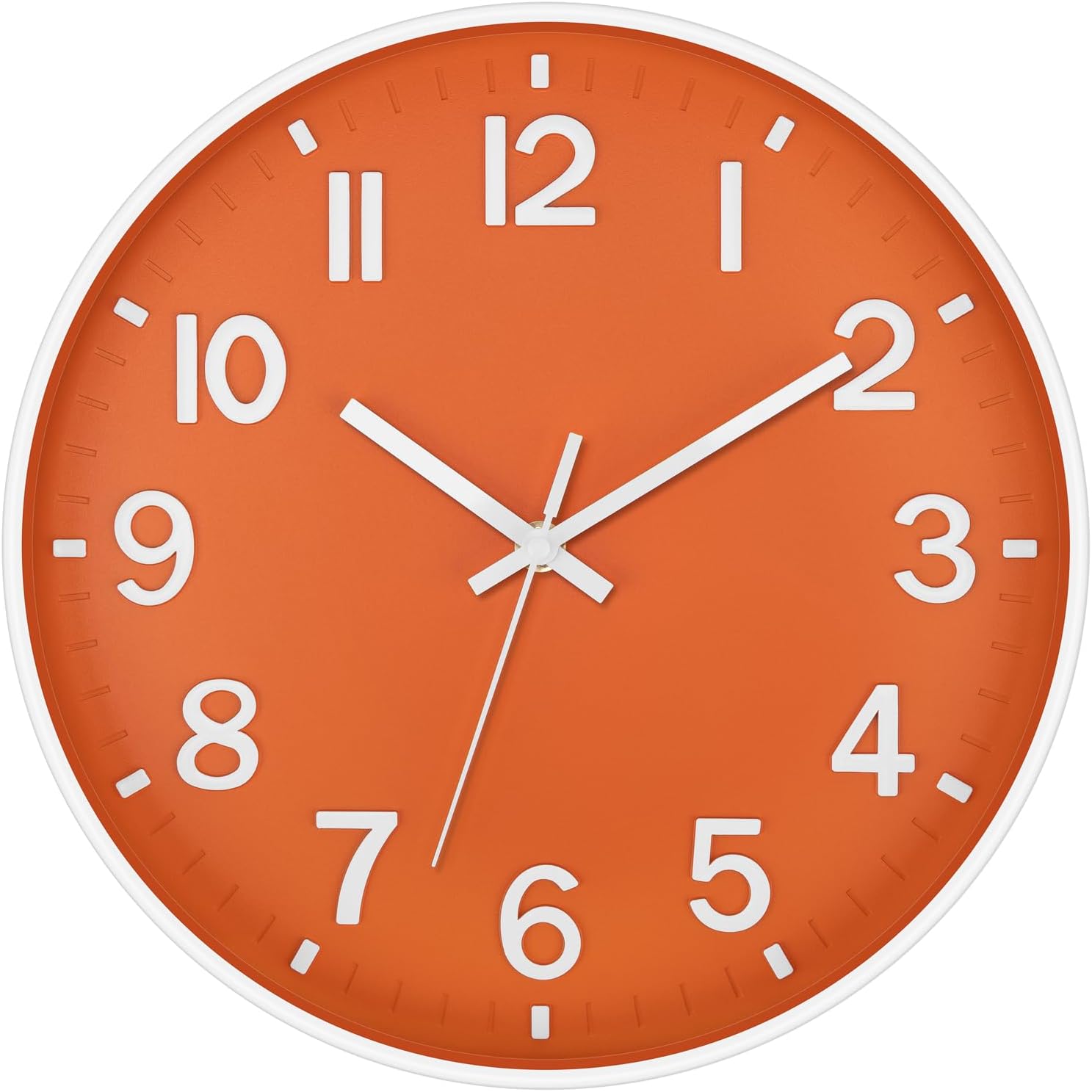Battery Operated Luxe Beige Wall Clock — 14" — Orange