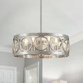 Round Farmhouse Black Chandelier — 5-Light — Nickel Drum Chandelier-6 Light
