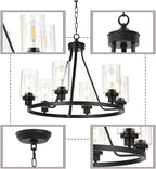Farmhouse Black Chandelier — 6-Light - View 8