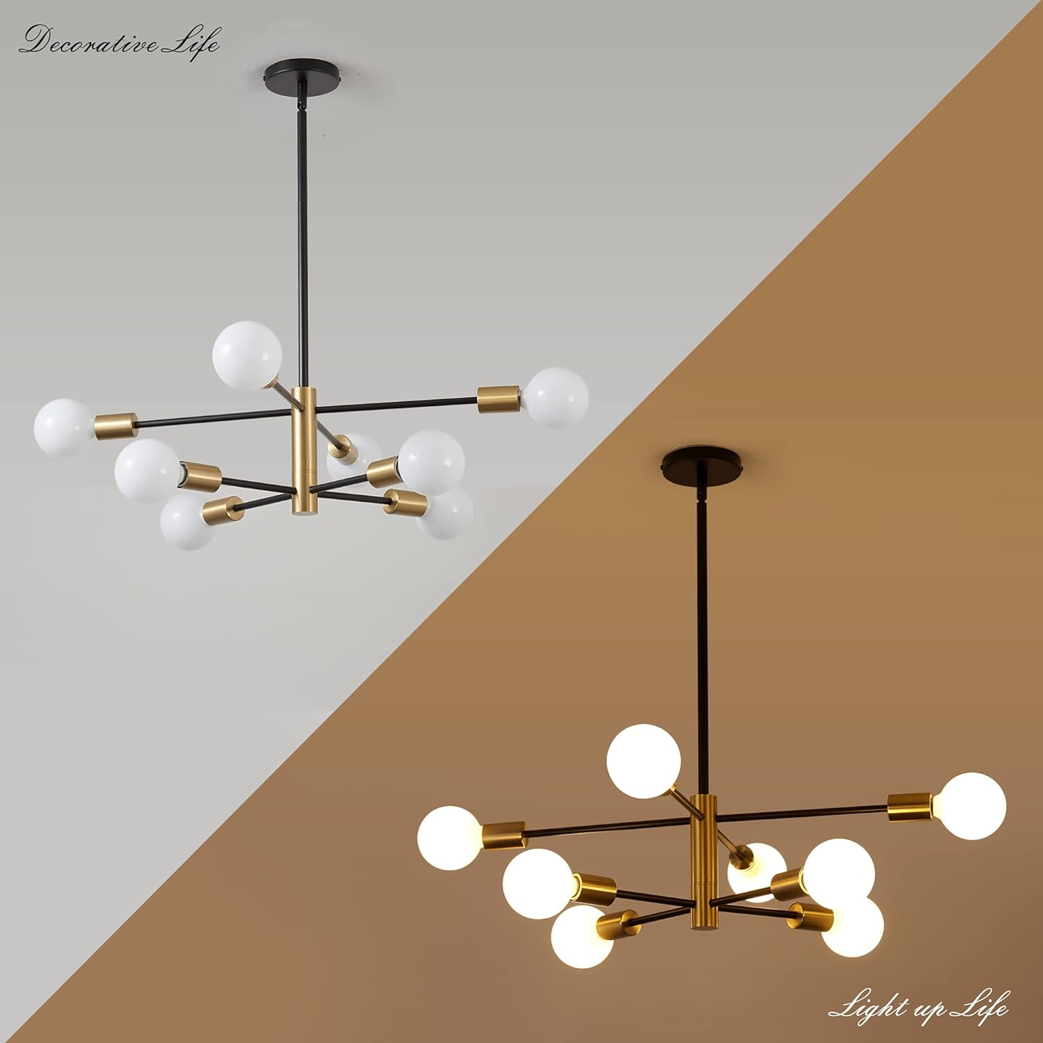 Adjustable Luxe Black Chandelier — 8-Light - View 7