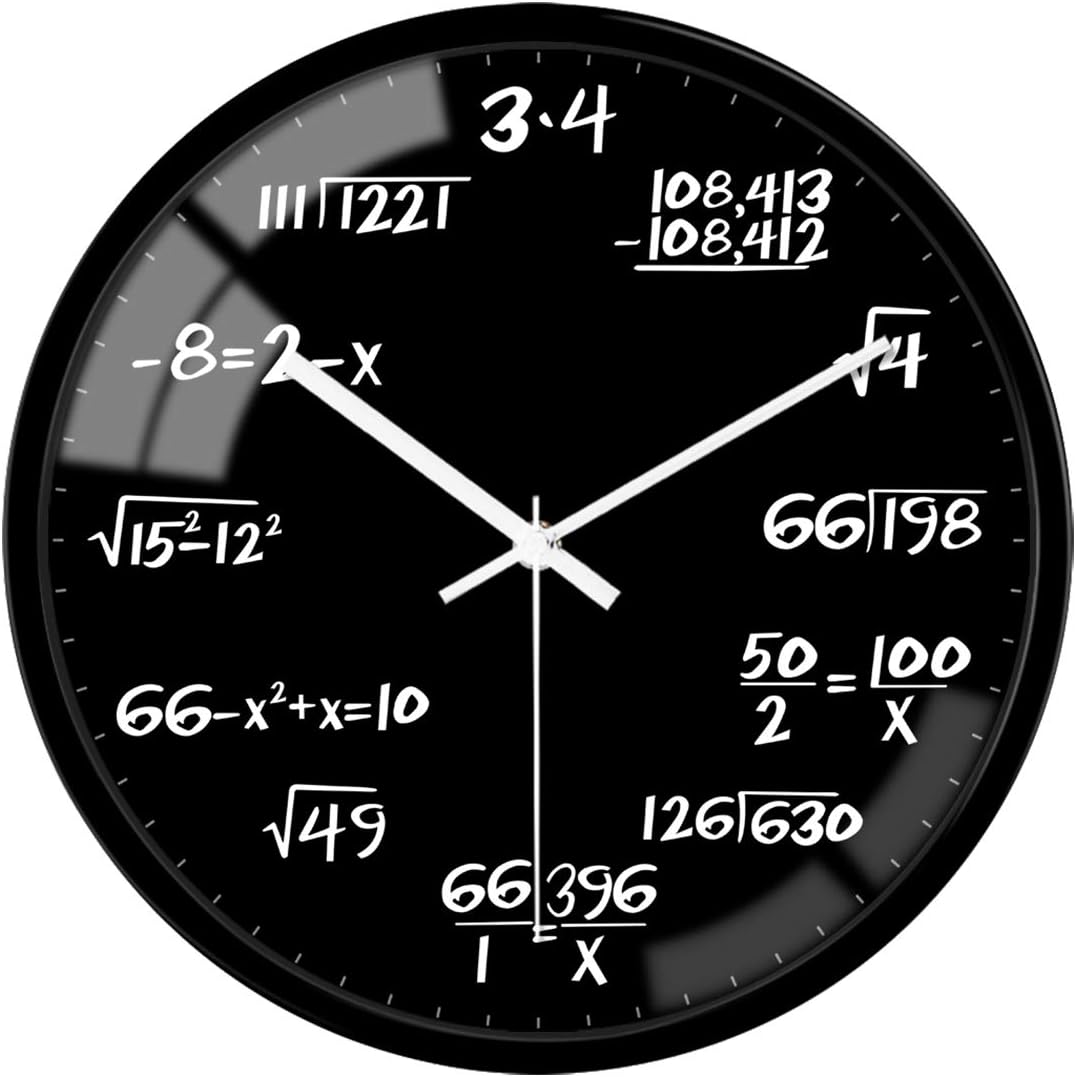 Battery Operated Glass Wall Clock — 12" — Teaching Wall Clock