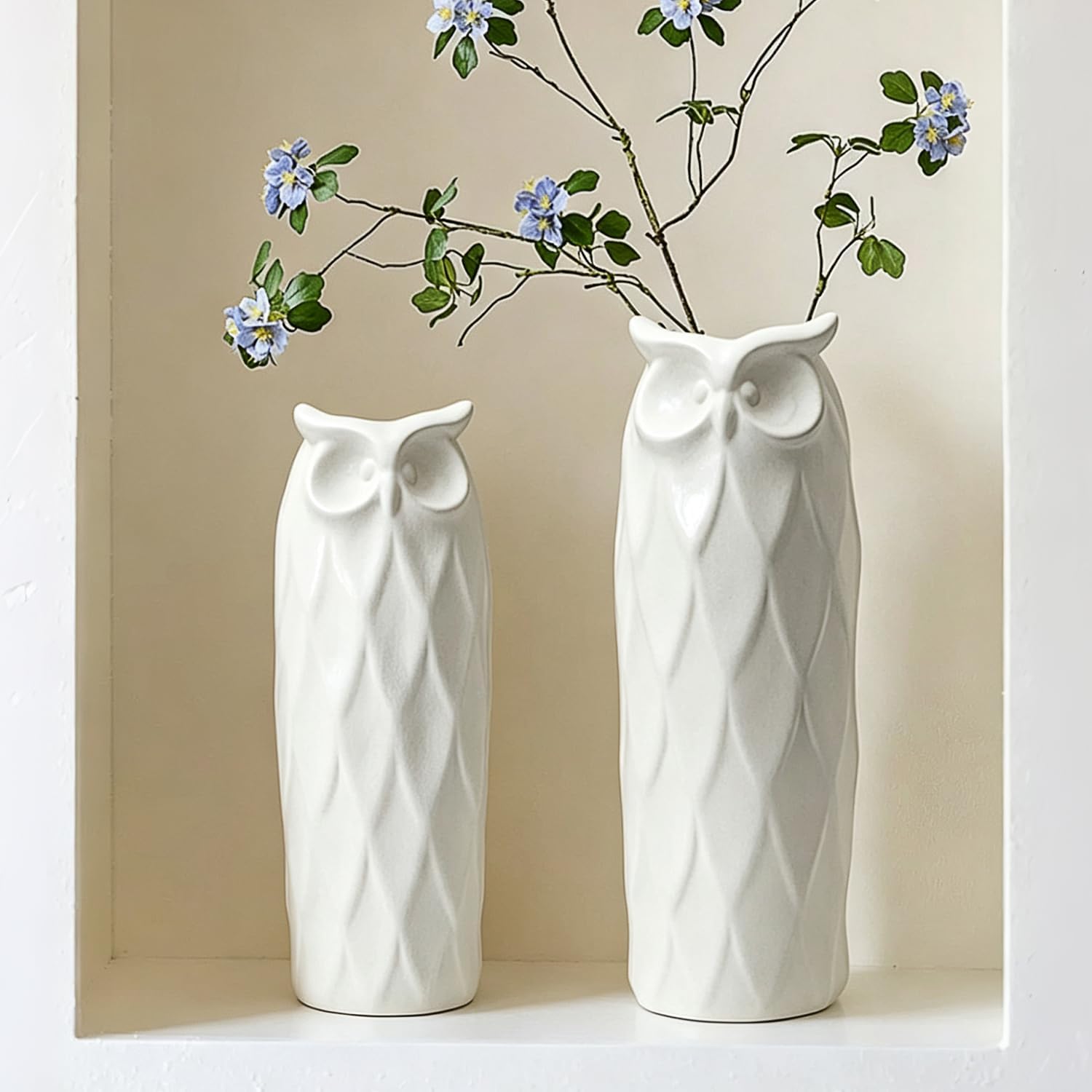Vintage Boho White Artificial Plant — Set of 4 — White