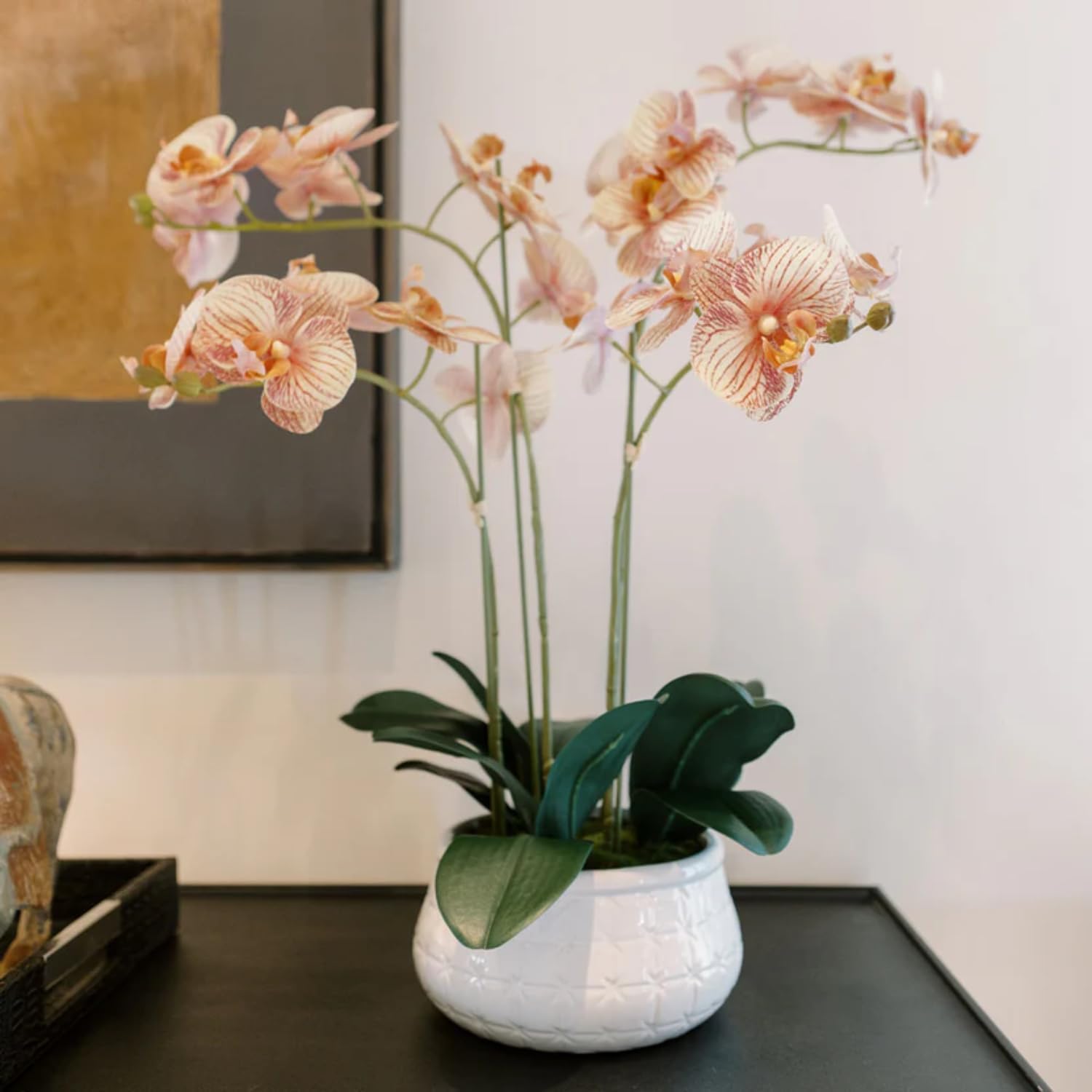 Artificial Plant — 20.5" — 23" Orange 4-Stem Orchid