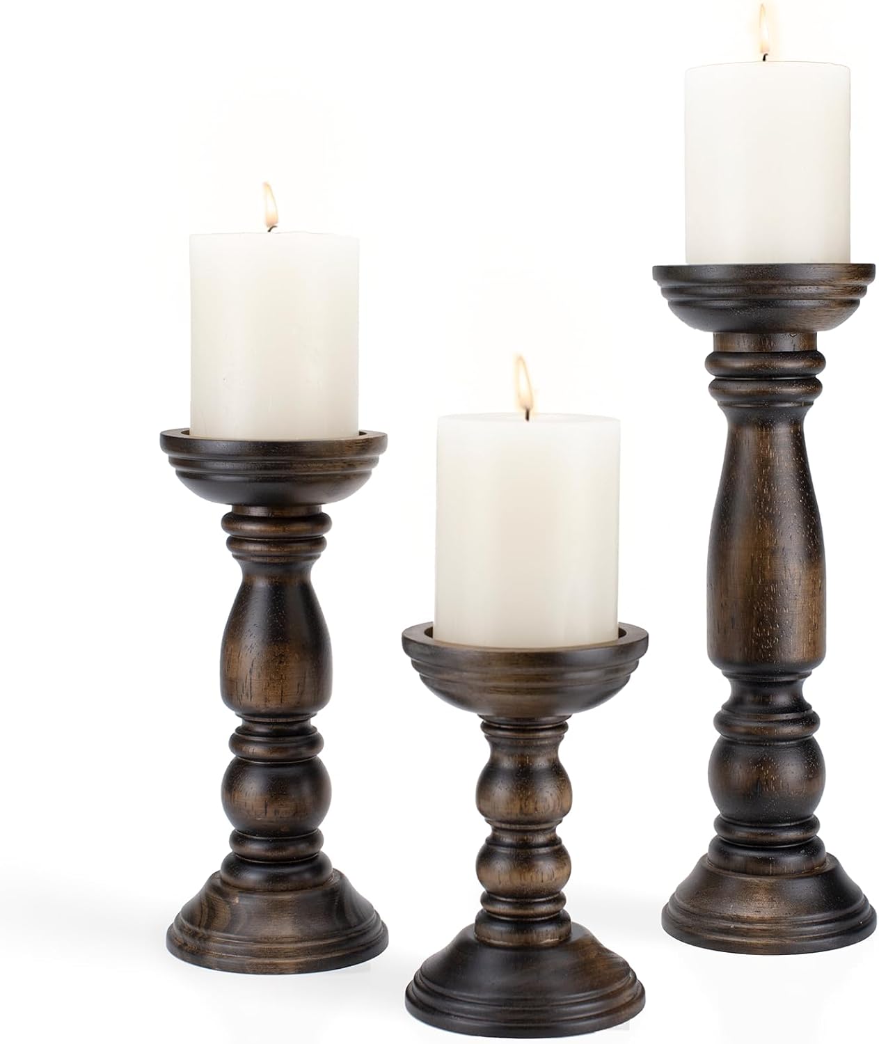 Vintage Farmhouse Beige Pillar Candle — 12" — Vintage Brown