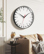 Round Modern Black Wall Clock — 12" - View 5