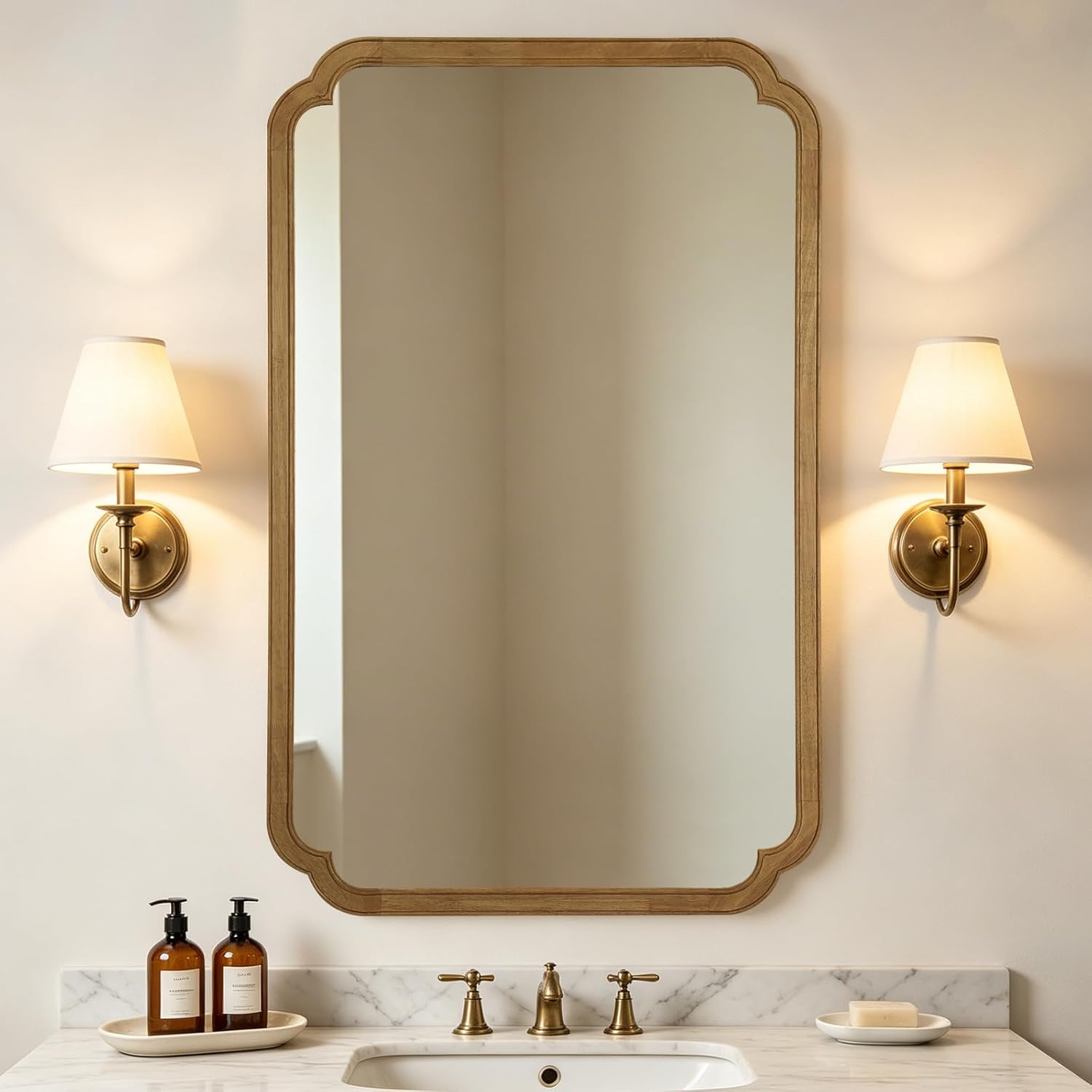 Beige Wall Mirror — 24" — 48"L x 30"W