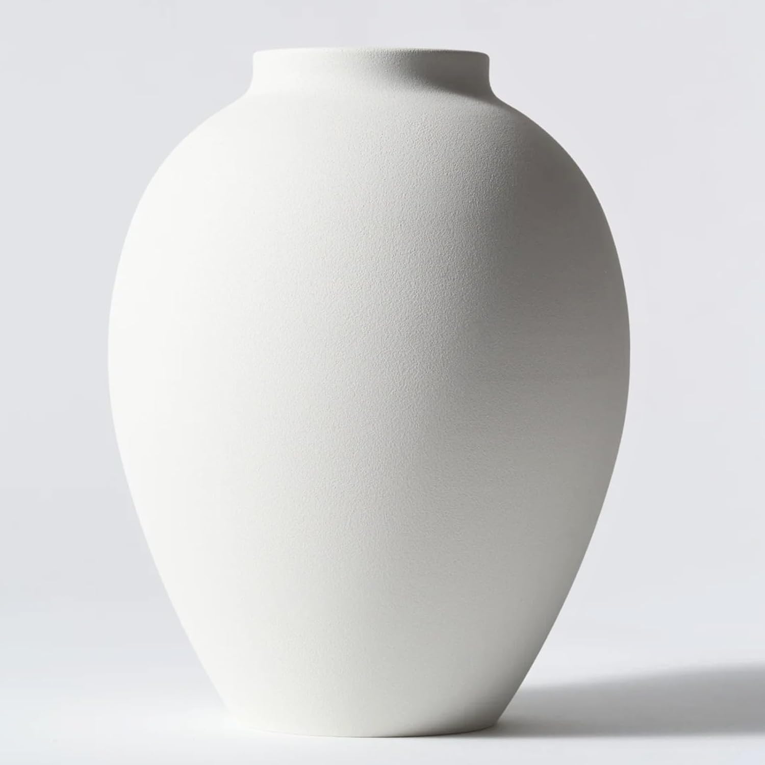 Modern Black Vase — White Ovoid