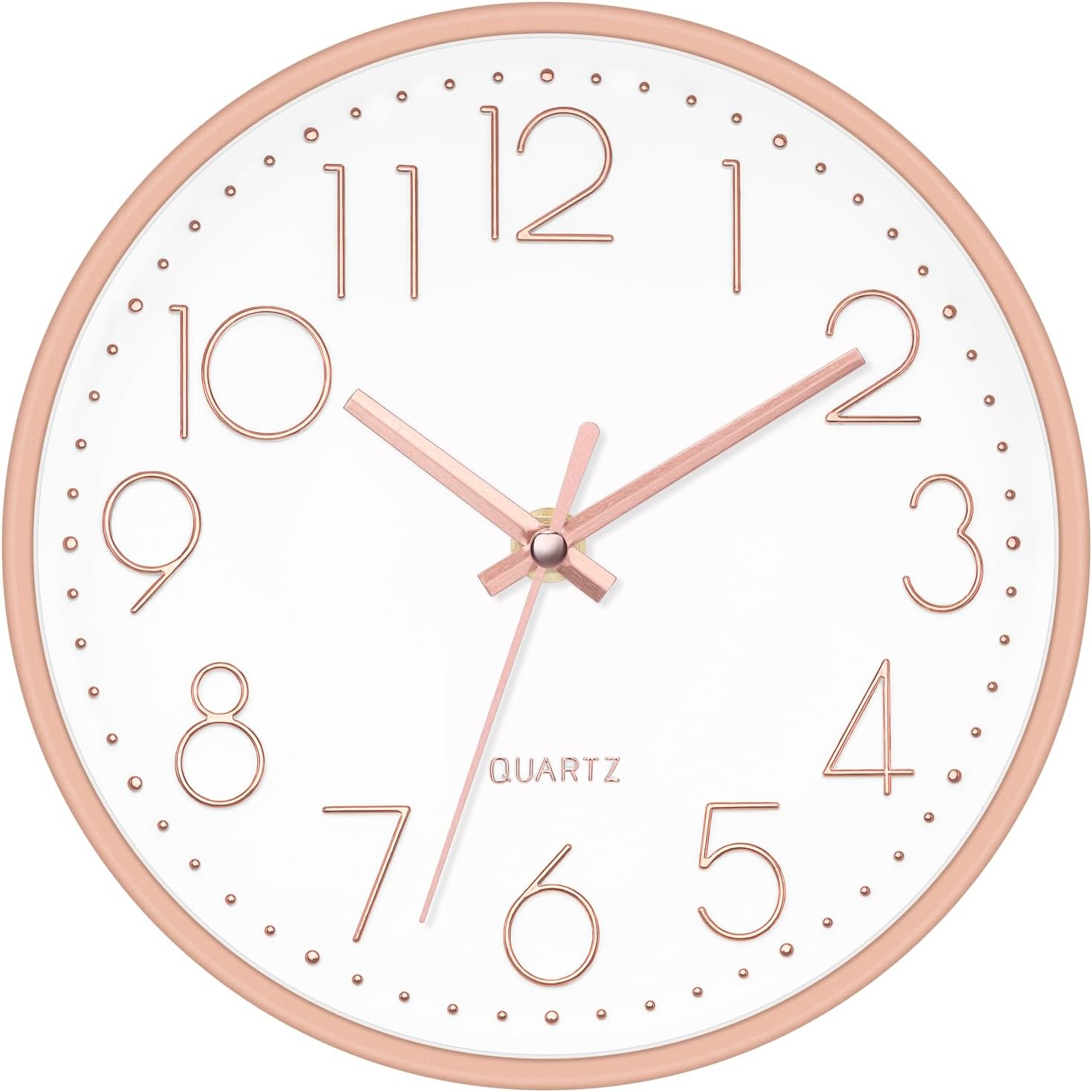 Battery Operated Luxe Beige Wall Clock — 14" — Rose Gold