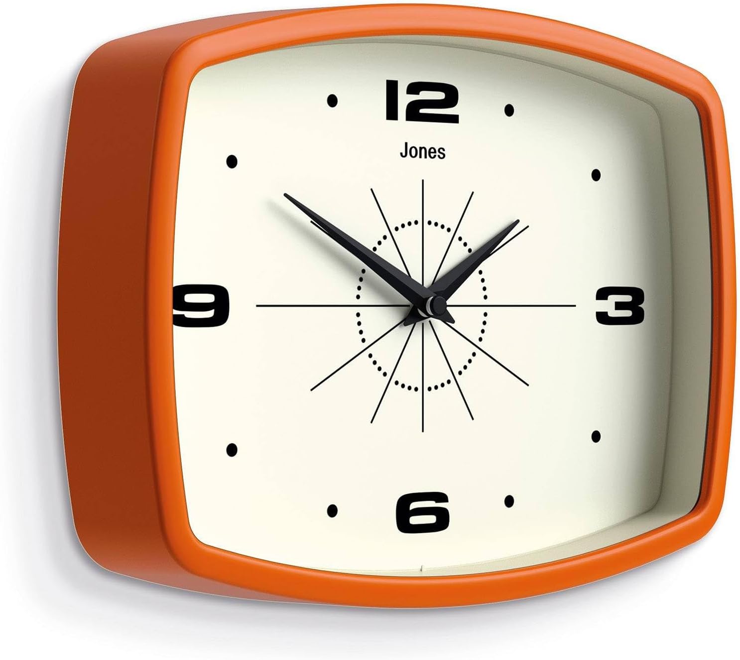 Rectangular Mid-Century Black Wall Clock — 10" - View 2