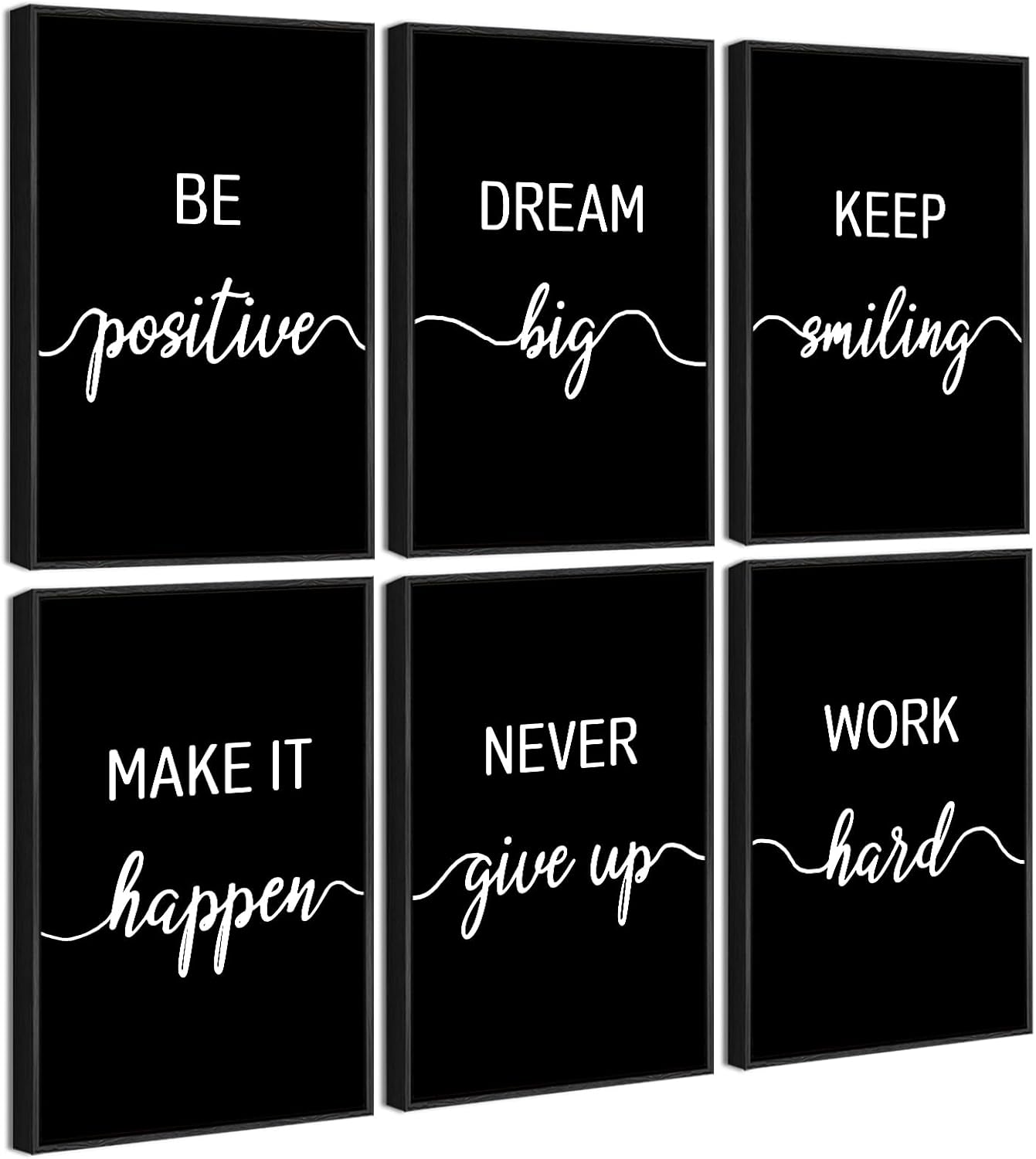 Framed White Wall Decor — 8" — Inspiring Quotes
