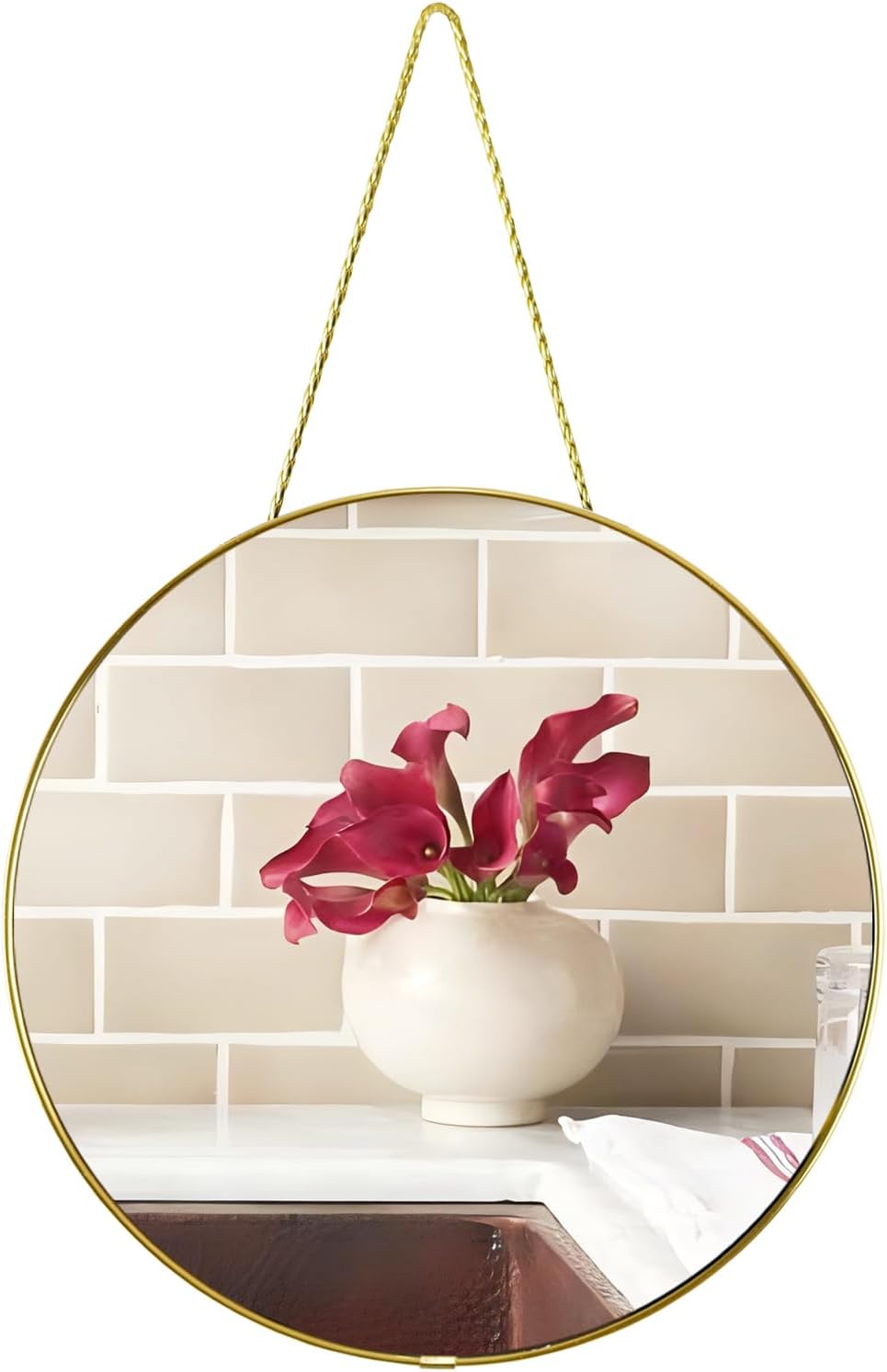 Round Luxe Black Wall Mirror — 12.6" — Gold