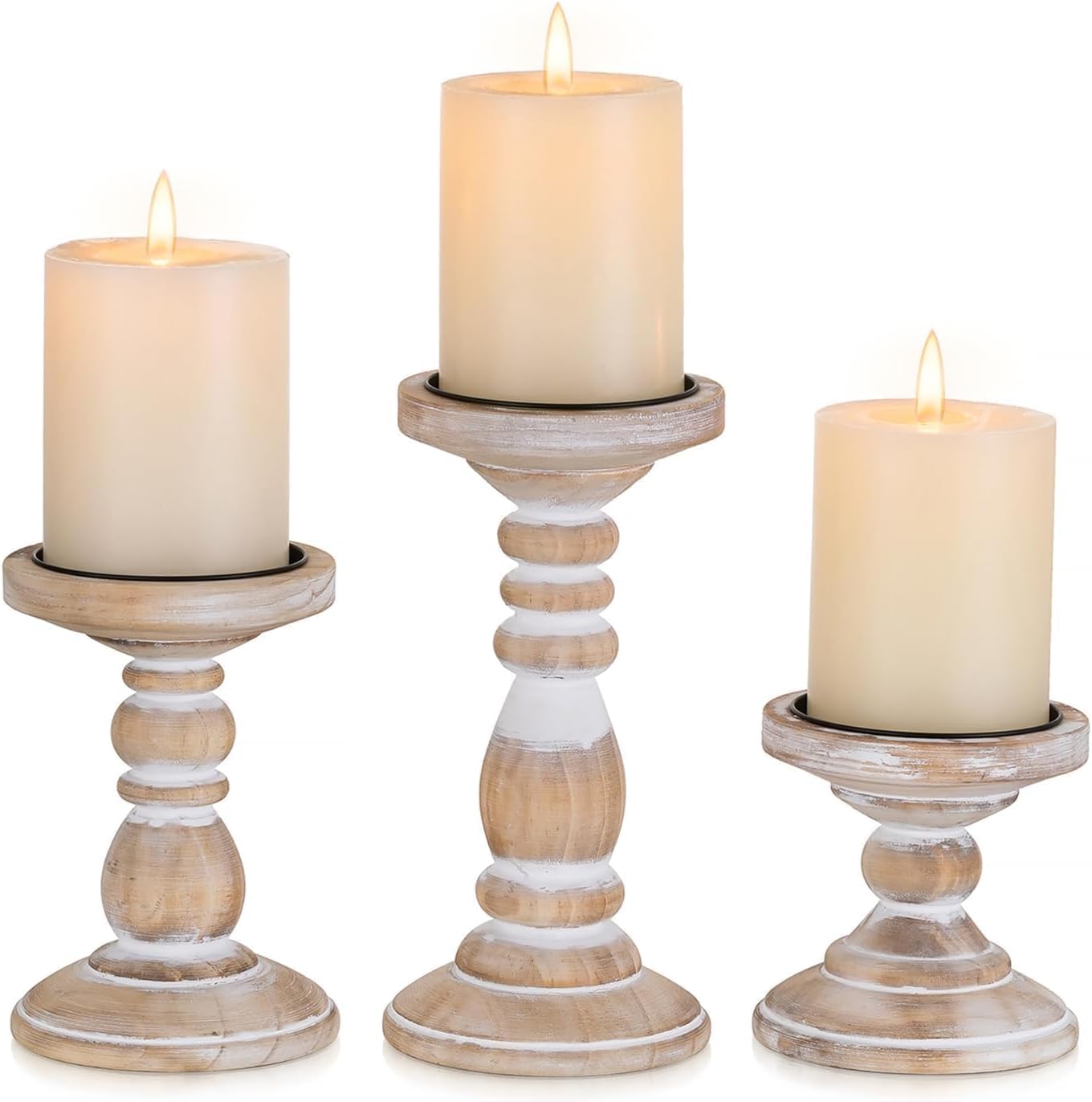 Farmhouse Black Pillar Candle — 5.9" — Rustic White