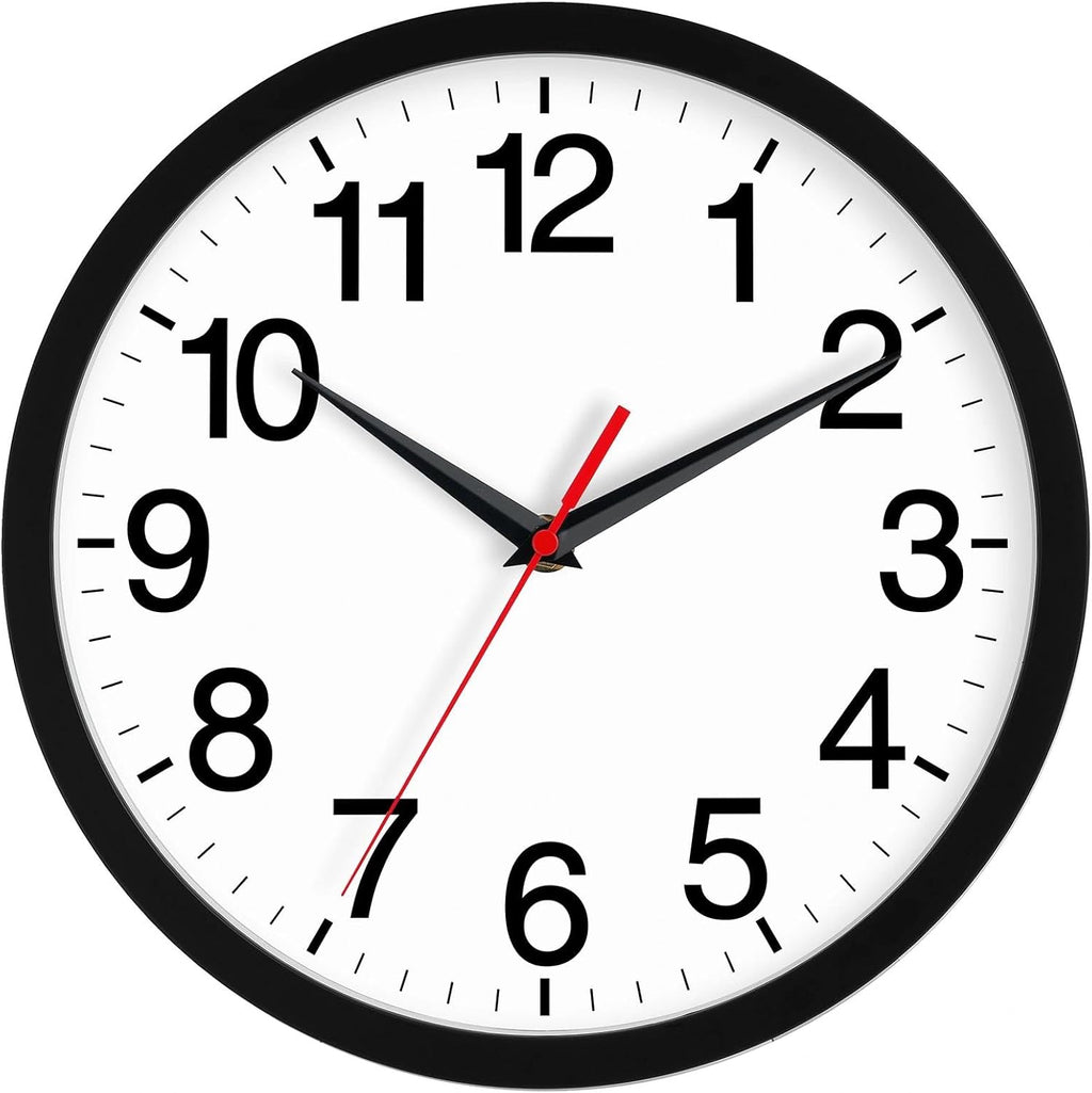 Battery Operated Modern Black Wall Clock — 14" — A_black