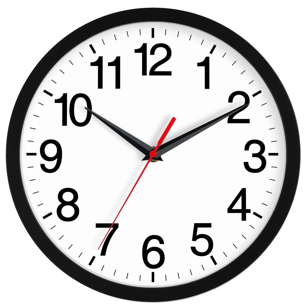 Battery Operated Modern Black Wall Clock — 14"