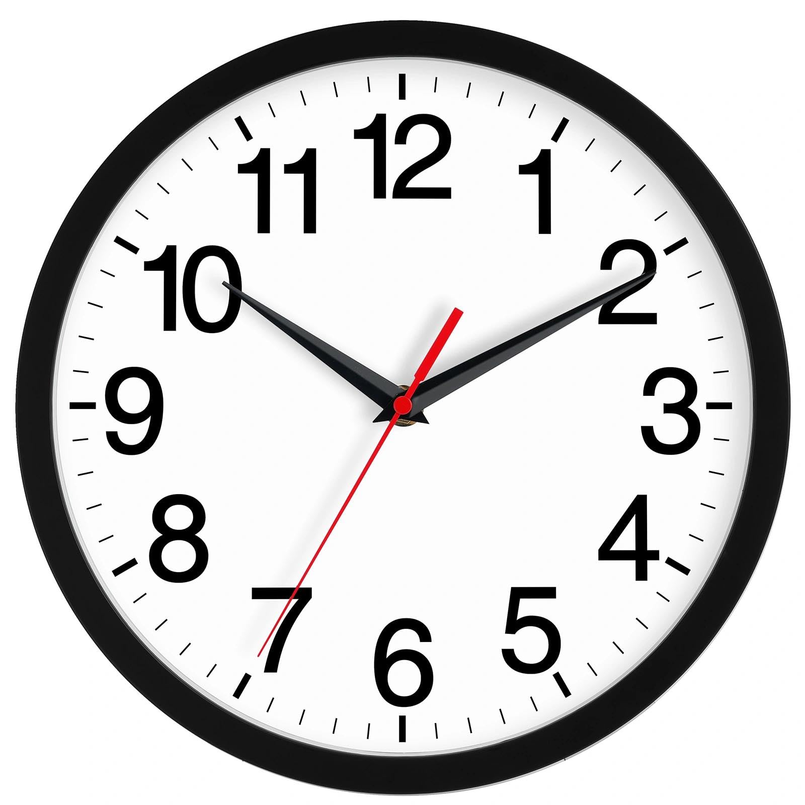 Battery Operated Modern Black Wall Clock — 14"