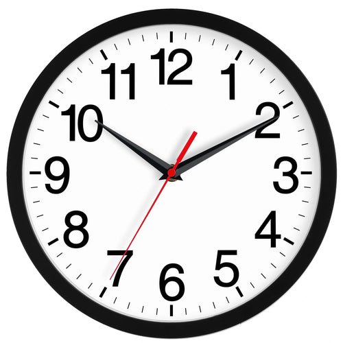 Battery Operated Modern Black Wall Clock — 14"
