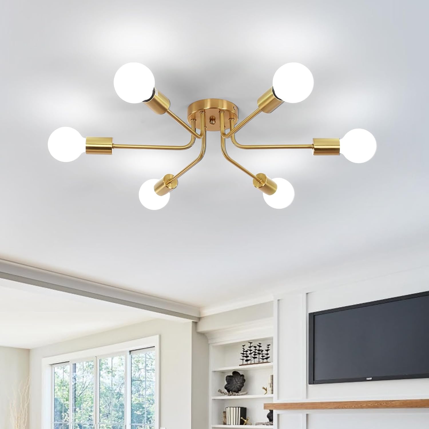 Luxe Black Chandelier — 6-Light — Gold