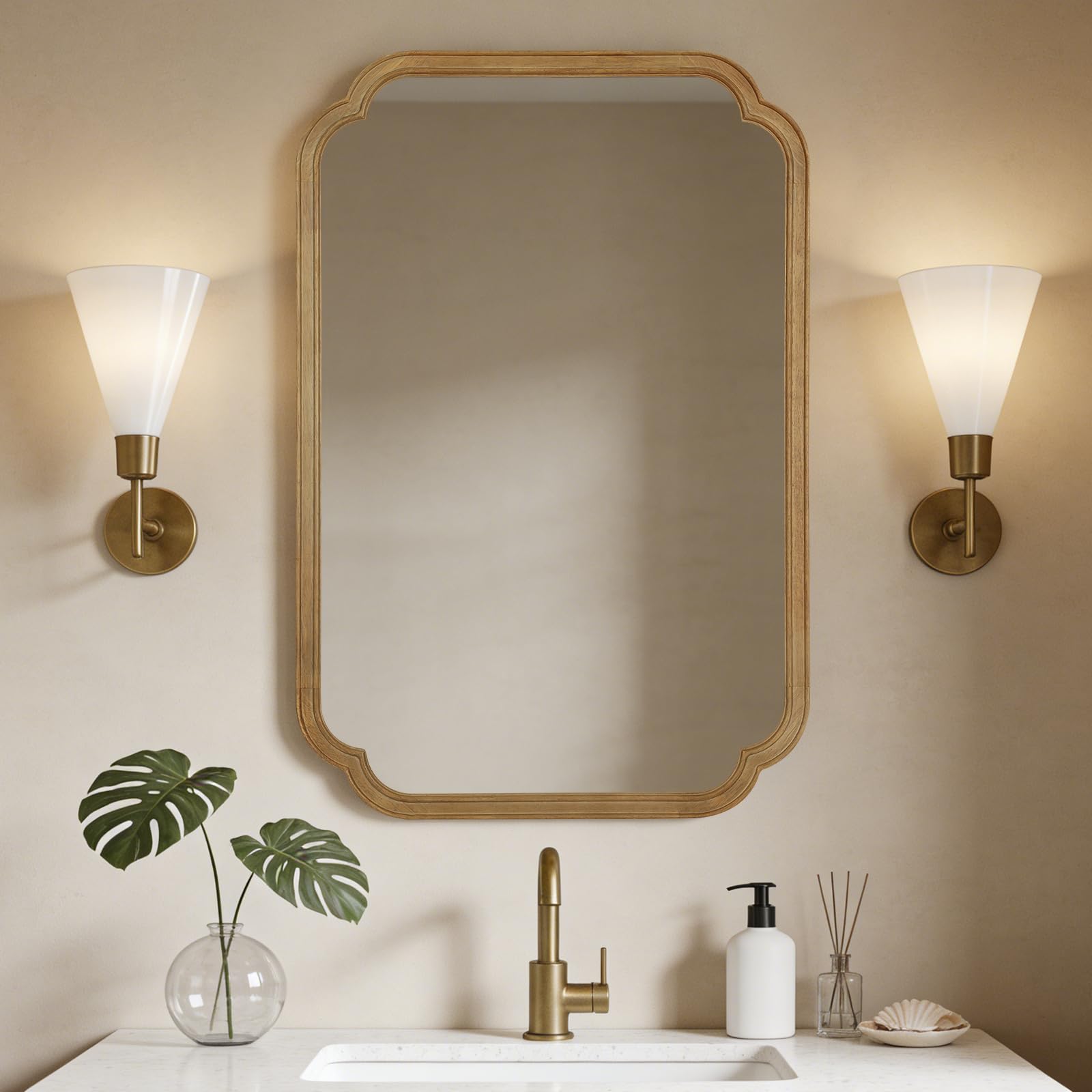 Beige Wall Mirror — 24"