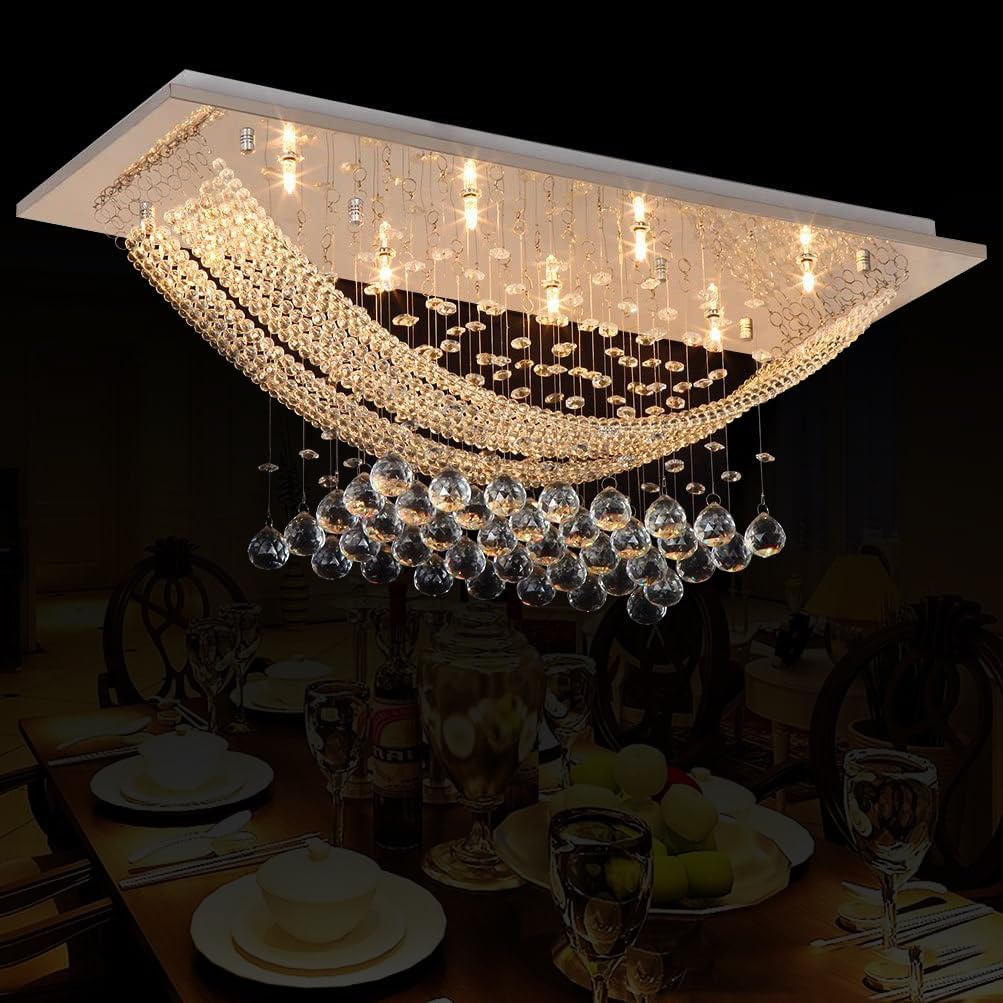 Rectangular Luxe Gold Chandelier — 23.6" — 02-Silver L27.6" x W10“ x H11"