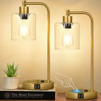 Dimmable Black LED Bulb — Set of 2 — Brass(2 pack) - Clear Glass-Touch Control