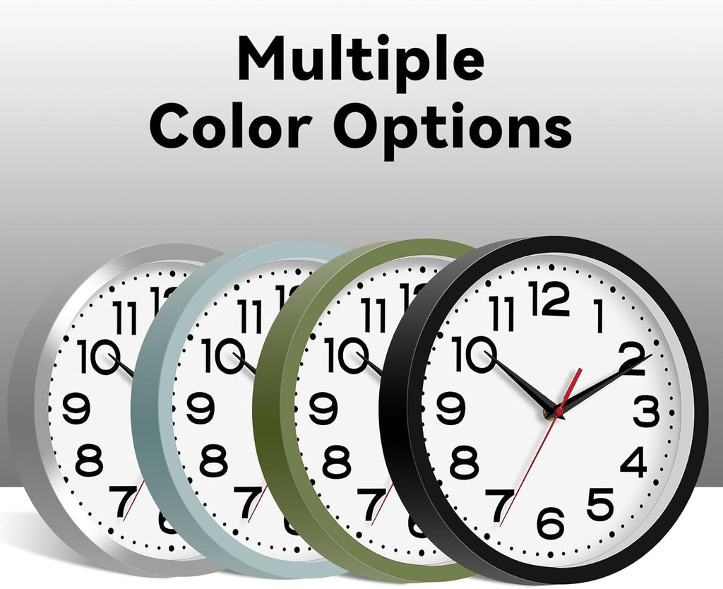 Battery Operated Modern Black Wall Clock — 8" - View 5