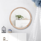 Round Farmhouse Wood Wall Mirror — 24" - View 4