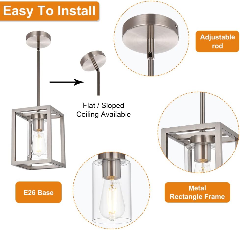 Modern Black Chandelier — 1-Light - View 5