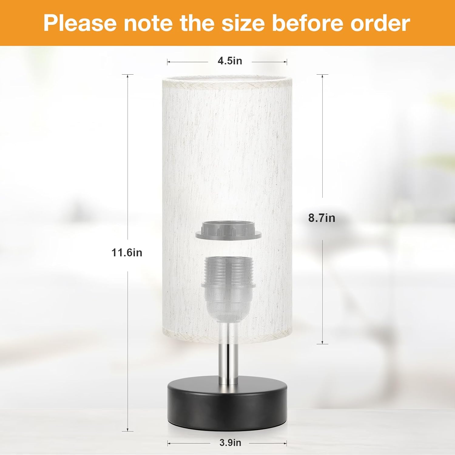 Modern Beige Bedside Lamp — 11.6" - View 5