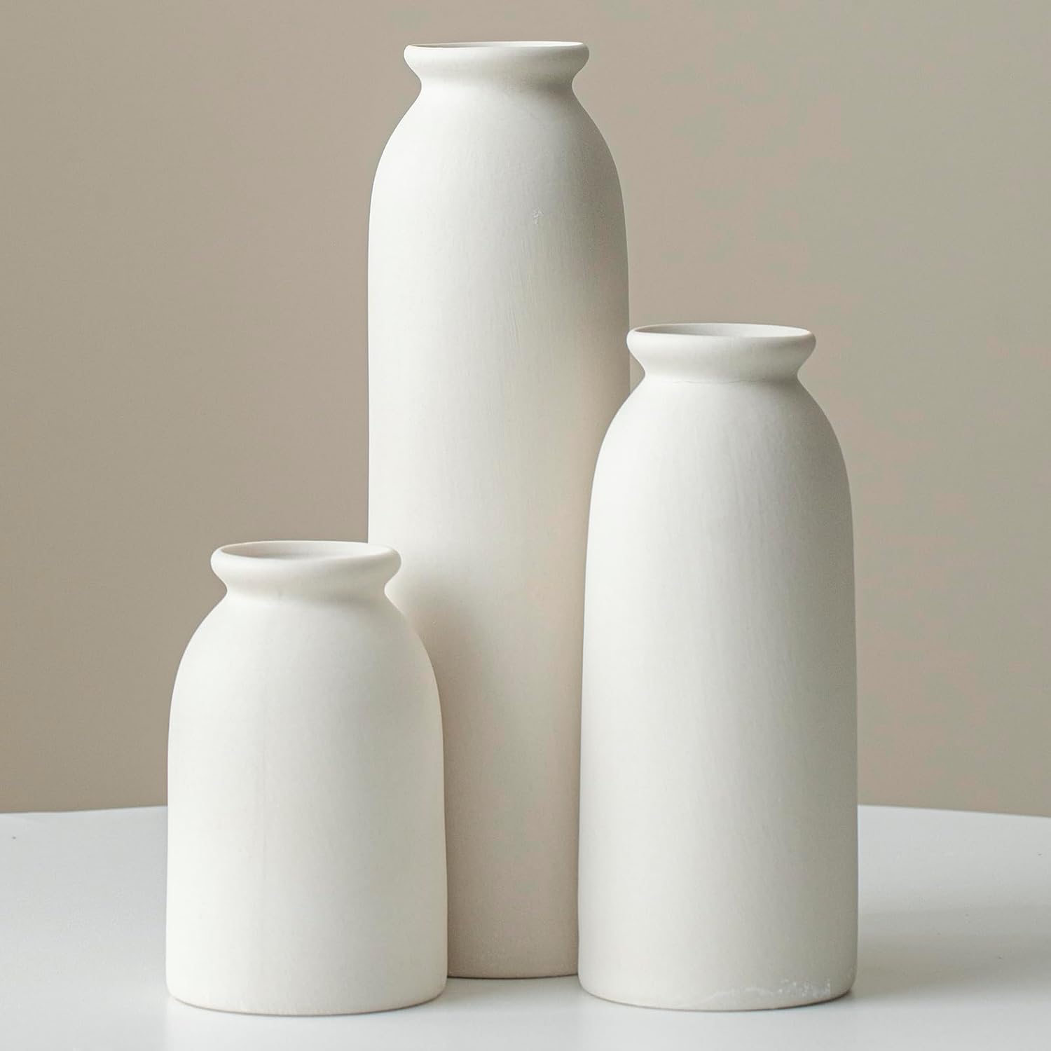 Boho Beige Flower Vase — L Natural White