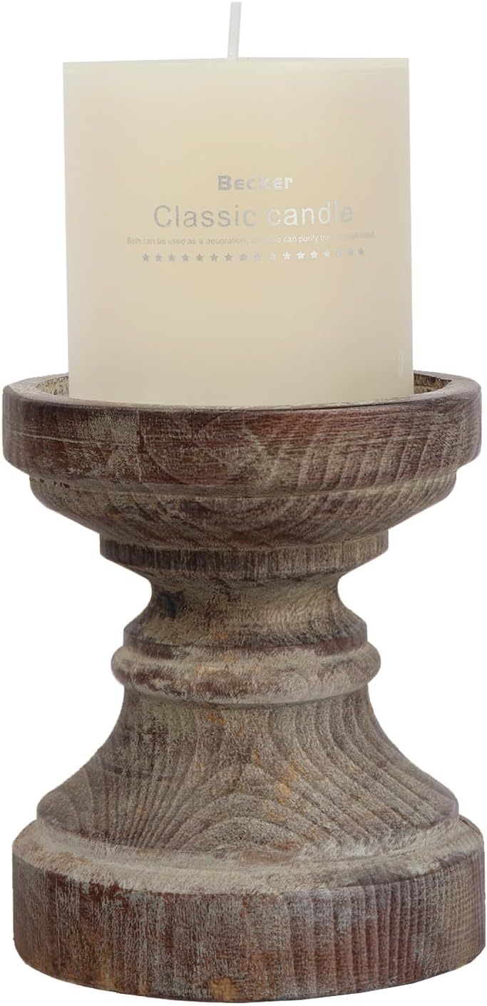 Antique Farmhouse Brown Pillar Candle — 5.5" - View 2