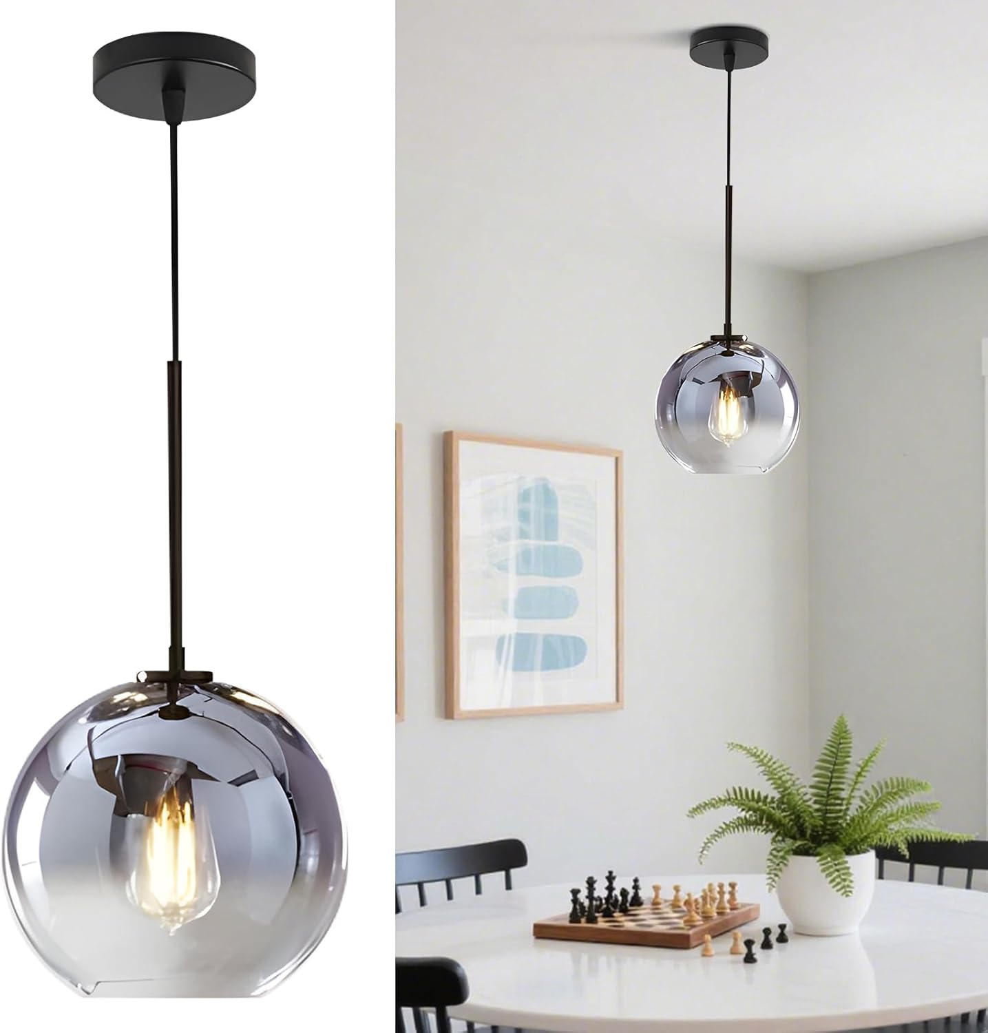Luxe Gold Pendant Light — 1-Light — Sliver-25cm