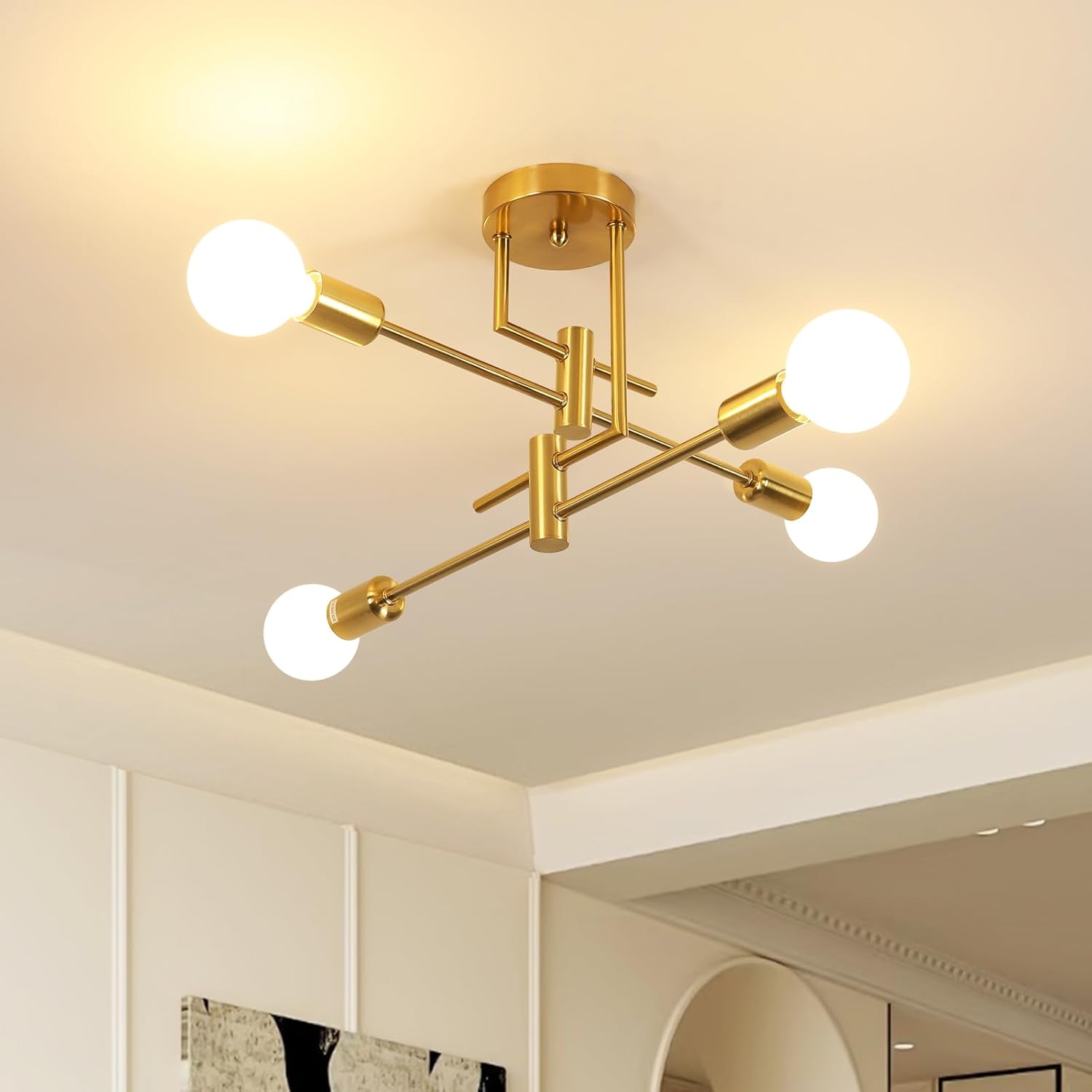 Luxe Black Chandelier — 6-Light — Gold
