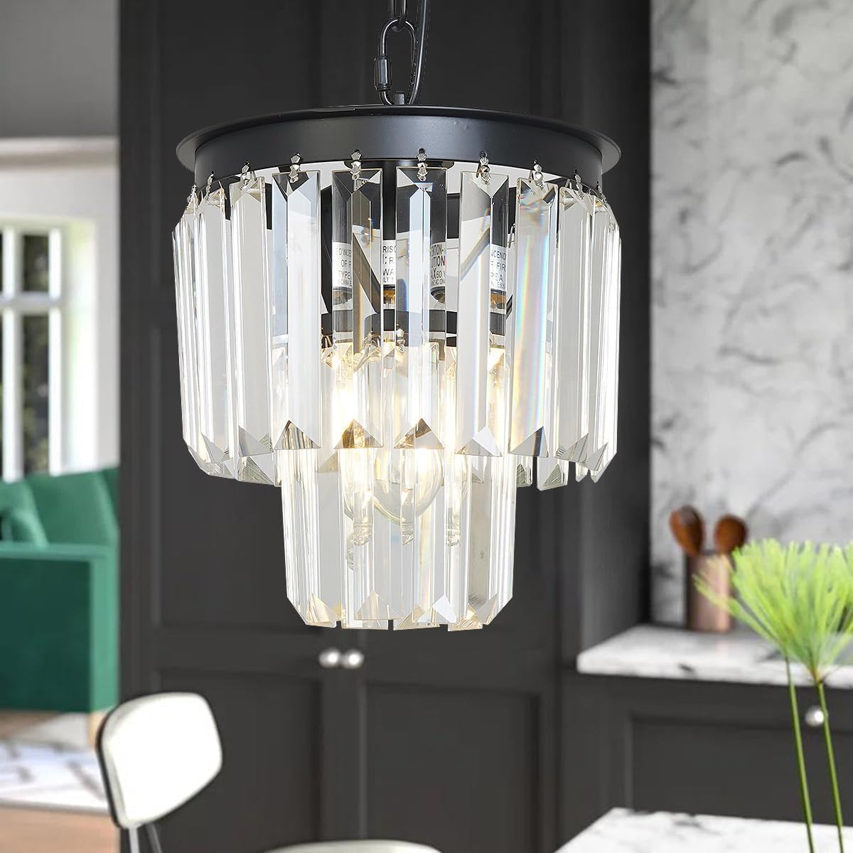 Luxe Black Chandelier — 18" — Black