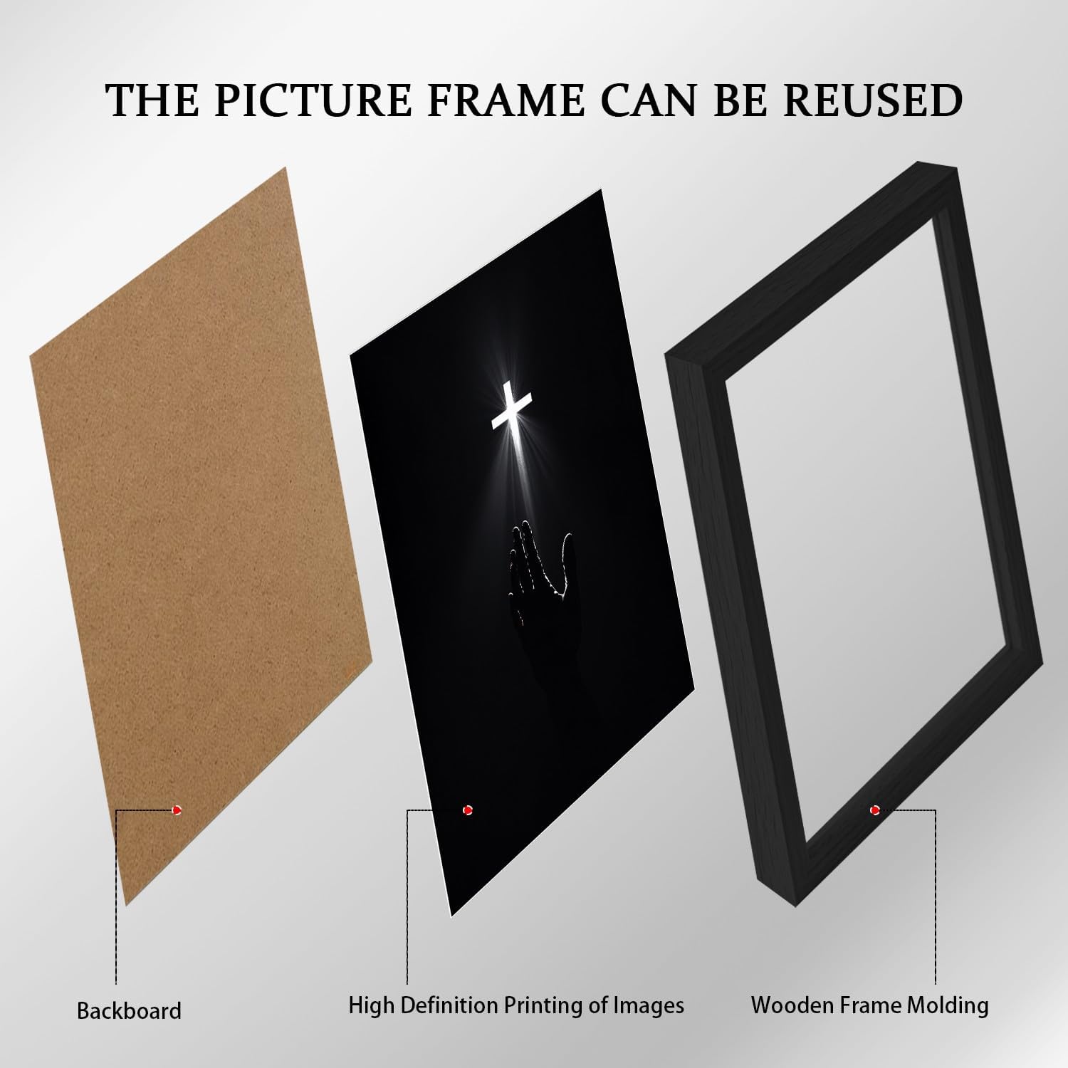 Framed Black Wall Art — 16" - View 3